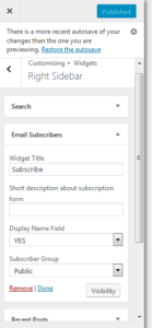 Subscribers Plugin Subscribers Plugin: Email Subscribers widget options