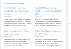 display recent posts on a page