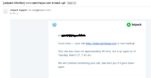 Wordpress jetpack monitor site back up