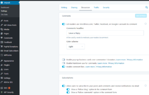 Jetpack comment settings