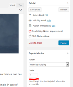 GeneratePress theme: ordering of sibling pages