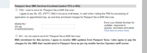 Passport Seva SMS Services Enrollment.