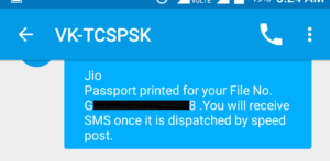 passport seva sms services: passport printed