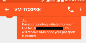 passport seva sms service: passport printing initiation