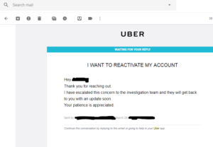 Uber "Your account is currently disabled"