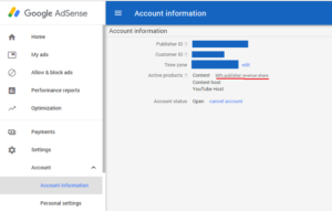 Google AdSense approval: approved non-hosted account